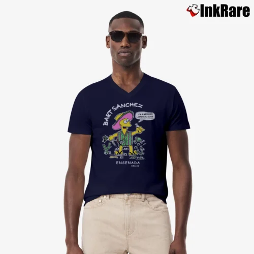 Men’s The Simpsons Bootleg Bart 1990s Bart Sanchez Ensenada V-Neck Tee in navy | Sharp, Breathable, Everyday Staple