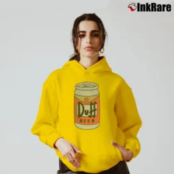Women’s The Simpsons Duff Beer Moe's Tavern Graphic Cozy Hoodie in yellow | Warm, Structured, Stylish