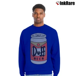 Men’s The Simpsons Duff Beer Moe's Tavern Graphic Crewneck Sweatshirt in royal blue | Cozy Fabric, Clean Style