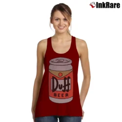 Women’s The Simpsons Duff Beer Moe's Tavern Graphic Tank Top in maroon | Lightweight, Movement-Friendly