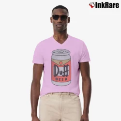 Men’s The Simpsons Duff Beer Moe's Tavern Graphic V-Neck Tee in light pink | Sharp, Breathable, Everyday Staple