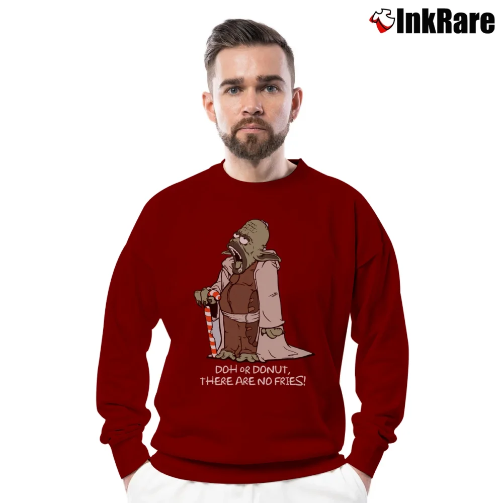 Men’s The Simpsons Family Cartoon Characters Crewneck Sweatshirt in maroon | Cozy Fabric, Clean Style