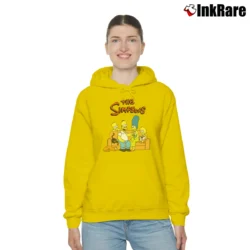 Women’s The Simpsons Group Shot Classic Cartoon Cozy Hoodie in yellow | Warm, Structured, Stylish
