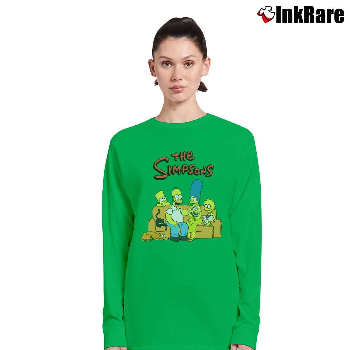 The Simpsons Group Shot Classic Cartoon Women’s Long-Sleeve Top in irish green – Effortless Layer Women’s The Simpsons Group Shot Classic Cartoon Long-Sleeve Top in irish green | Sleek, Versatile, All-Season