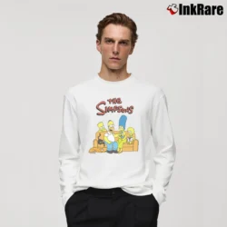 Men’s The Simpsons Group Shot Classic Cartoon Long-Sleeve Shirt in white | Sleek, Lightweight, Year-Round Wear