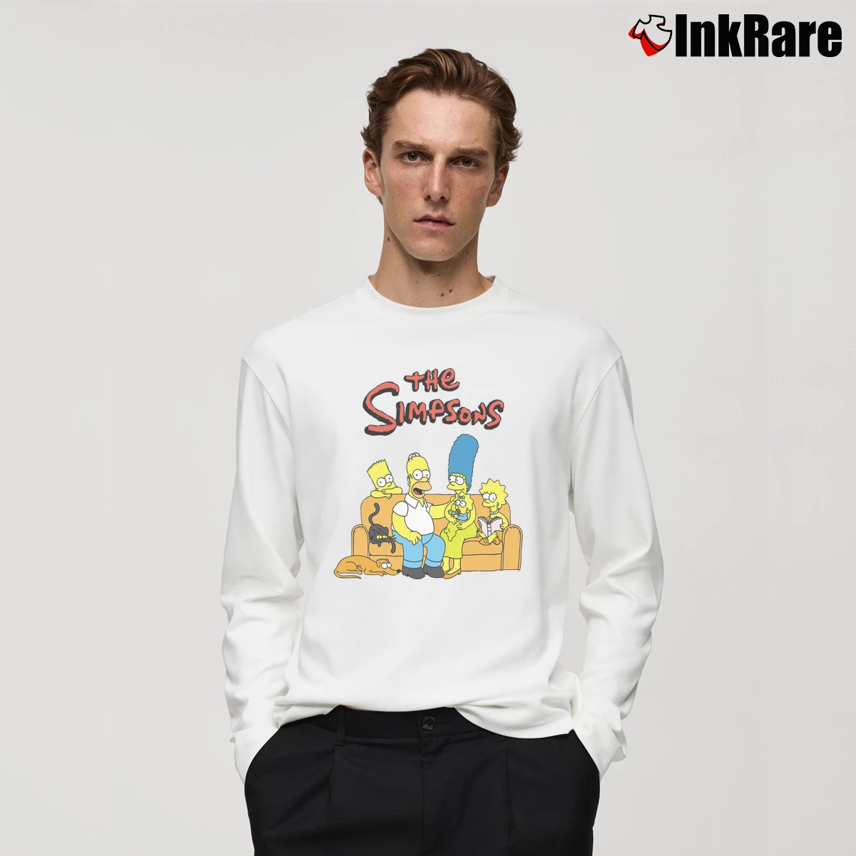 The Simpsons Group Shot Classic Cartoon Men’s Long-Sleeve Tee in white – Versatile Layering Men’s The Simpsons Group Shot Classic Cartoon Long-Sleeve Shirt in white | Sleek, Lightweight, Year-Round Wear