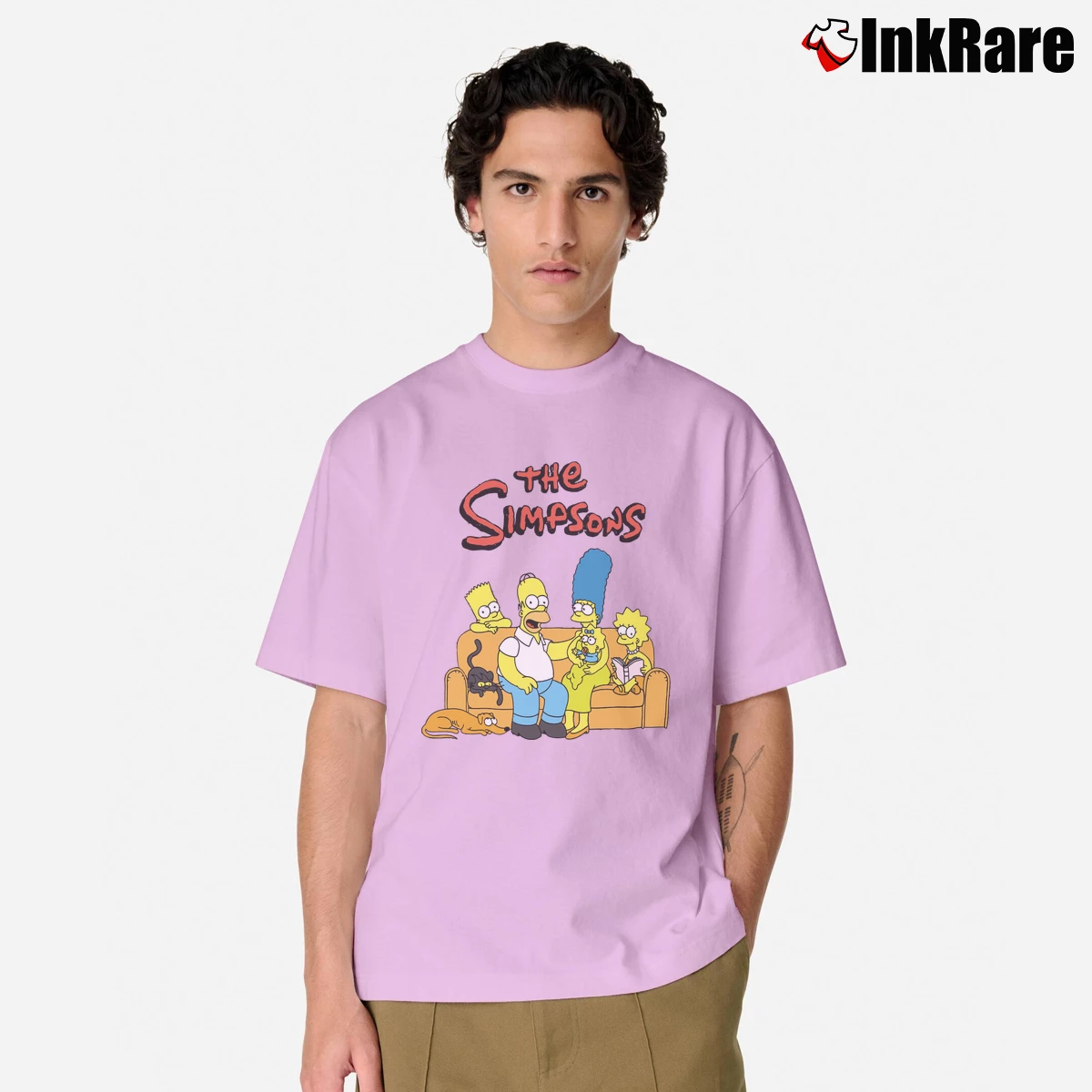 The Simpsons Group Shot Classic Cartoon Men’s Classic Tee in light pink – Premium Comfort Men’s The Simpsons Group Shot Classic Cartoon Classic T-Shirt in light pink | Soft, Breathable Everyday Wear