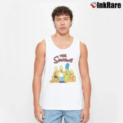 Men’s The Simpsons Group Shot Classic Cartoon Tank Top in white | Breathable, Active-Friendly Design