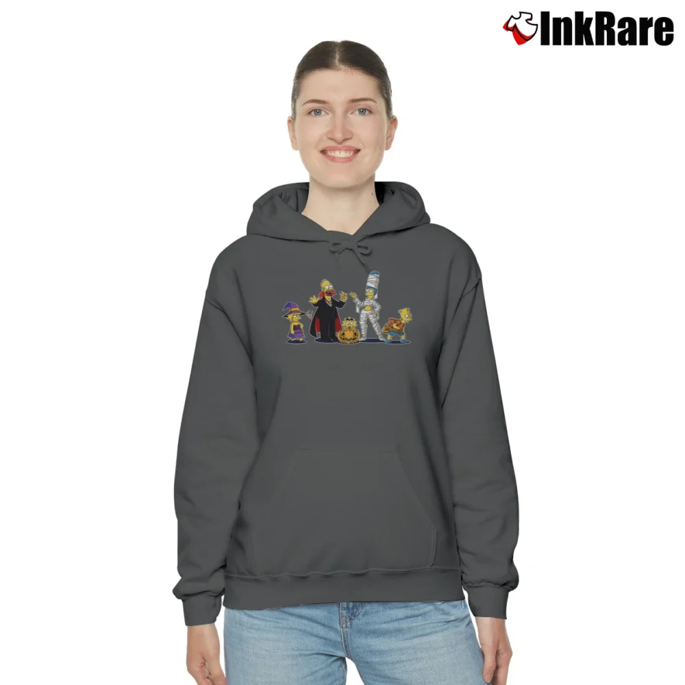 Women’s The Simpsons Halloween Skeleton Couch Family Cozy Hoodie in charcoal | Warm, Structured, Stylish