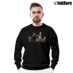 Men’s The Simpsons Halloween Skeleton Couch Family Crewneck Sweatshirt in black | Cozy Fabric, Clean Style