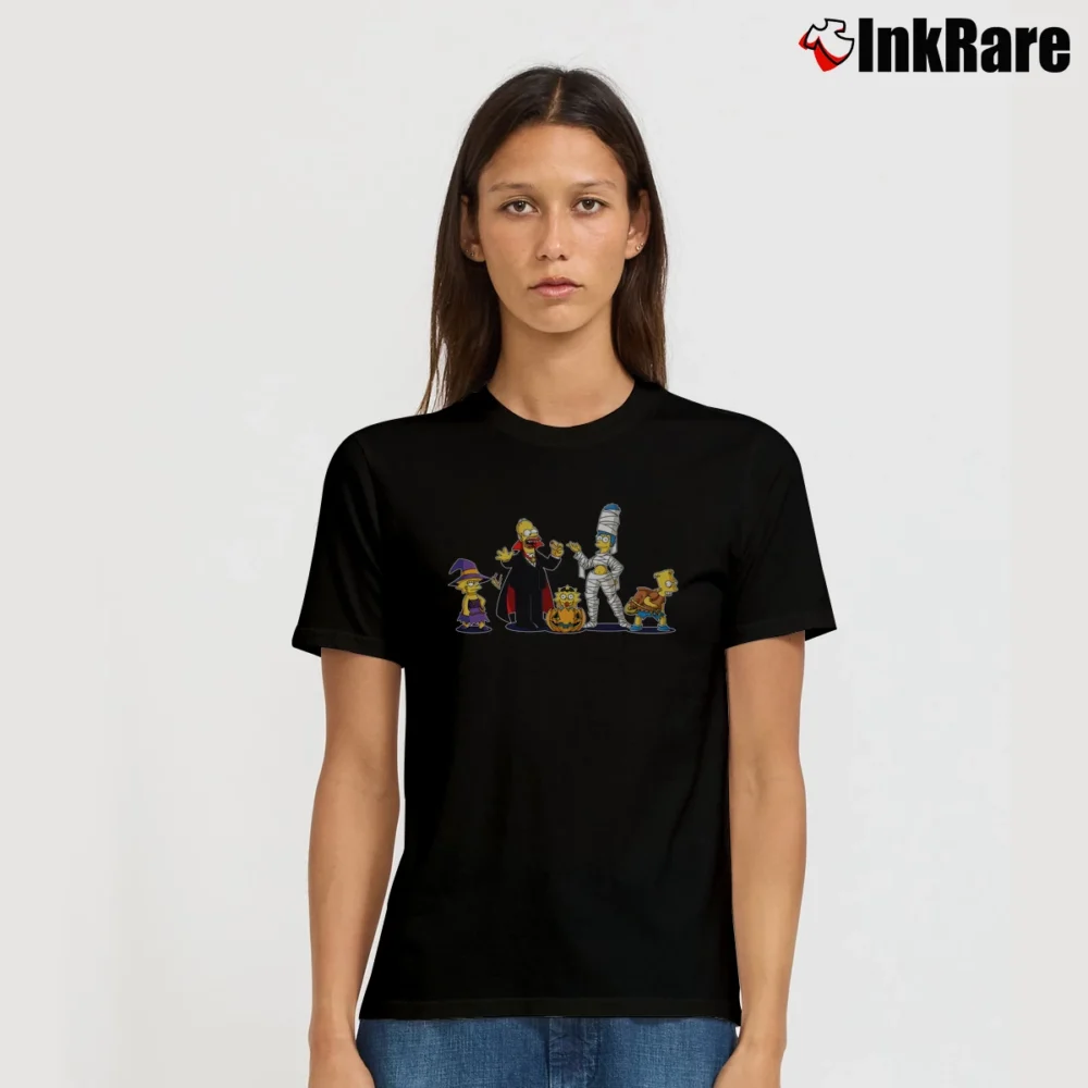Women’s The Simpsons Halloween Skeleton Couch Family Signature T-Shirt in black | Soft, Flattering Fit