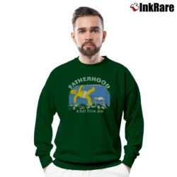 Men’s The Simpsons Homer Fatherhood Full Time Job Crewneck Sweatshirt in forest green | Cozy Fabric, Clean Style