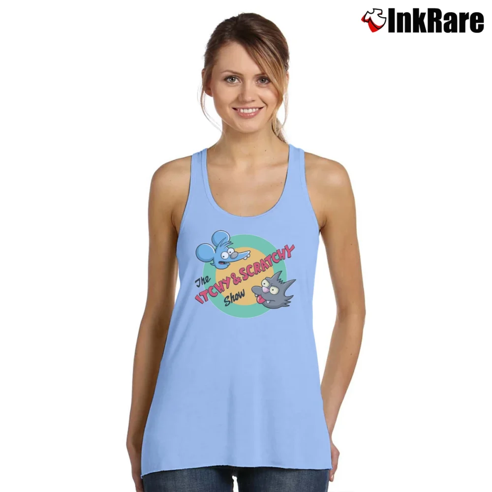 Women’s The Simpsons Itchy And Scratchy Show for Fans Tank Top in light blue | Lightweight, Movement-Friendly