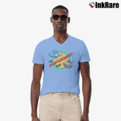 Men’s The Simpsons Itchy And Scratchy Show for Fans V-Neck Tee in light blue | Sharp, Breathable, Everyday Staple