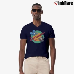 Men’s The Simpsons Itchy and Scratchy Show Logo Classic Cartoon V-Neck Tee in navy | Sharp, Breathable, Everyday Staple