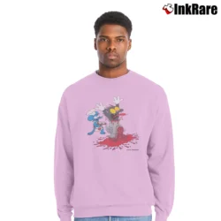 Men’s The Simpsons Itchy Scratchy 1990s Crewneck Sweatshirt in light pink | Cozy Fabric, Clean Style