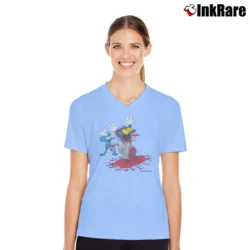 Women’s The Simpsons Itchy Scratchy 1990s V-Neck Tee in light blue | Chic Neckline, Soft Texture