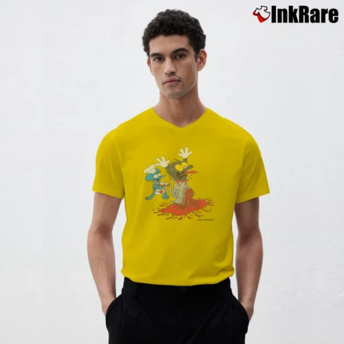 Men’s The Simpsons Itchy Scratchy 1990s V-Neck Tee in yellow | Sharp, Breathable, Everyday Staple