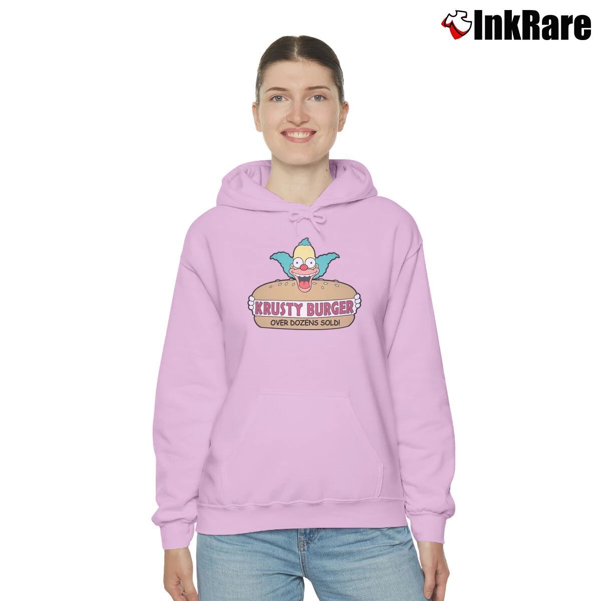 The Simpsons Krusty Burger Women’s Cozy Hoodie in light pink – Urban Chic Women’s The Simpsons Krusty Burger Cozy Hoodie in light pink | Warm, Structured, Stylish