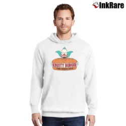 Men’s The Simpsons Krusty Burger Logo Pullover Hoodie in white | Cozy, Durable, Modern Fit