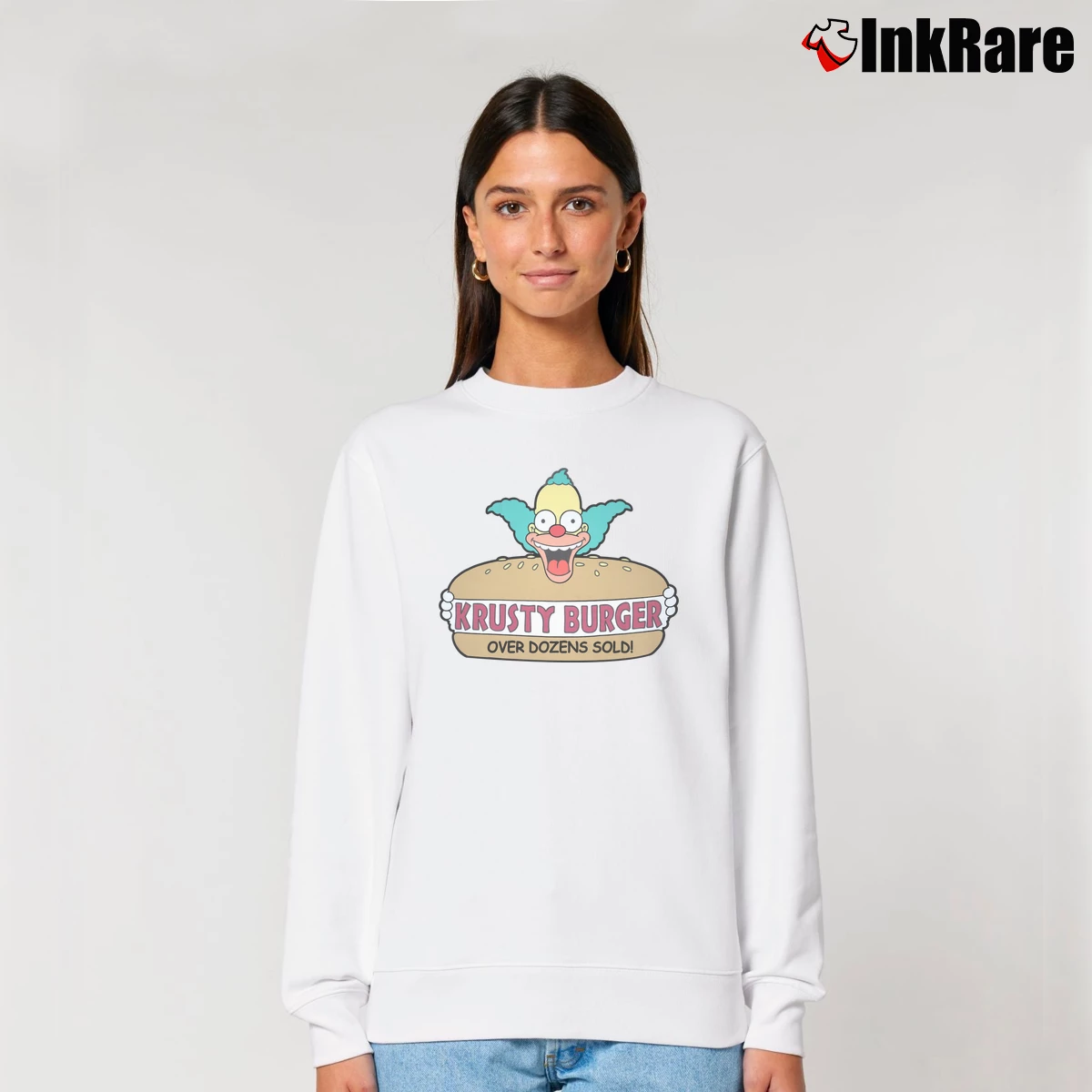 The Simpsons Krusty Burger Women’s Relaxed Sweatshirt in white – Cozy Casual Women’s The Simpsons Krusty Burger Relaxed Sweatshirt in white | Soft, Laid-Back Vibe