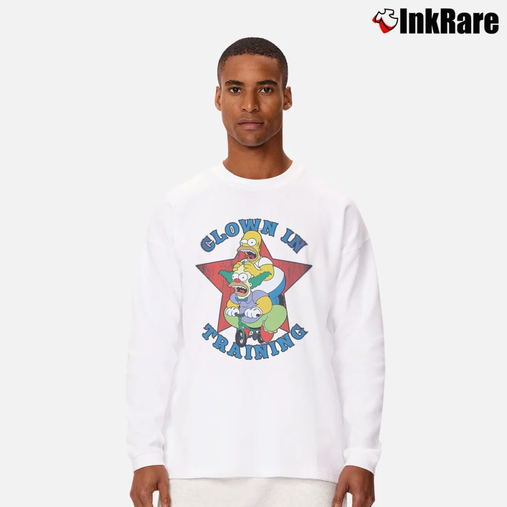 Men’s The Simpsons Krusty the Clown Long-Sleeve Shirt in white | Sleek, Lightweight, Year-Round Wear