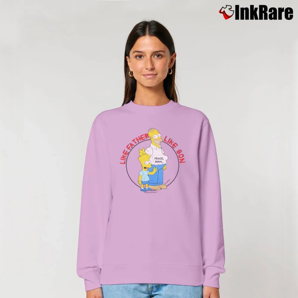 Women’s The Simpsons Like Father Like Son 90s Cartoon Classic Relaxed Sweatshirt in light pink | Soft, Laid-Back Vibe