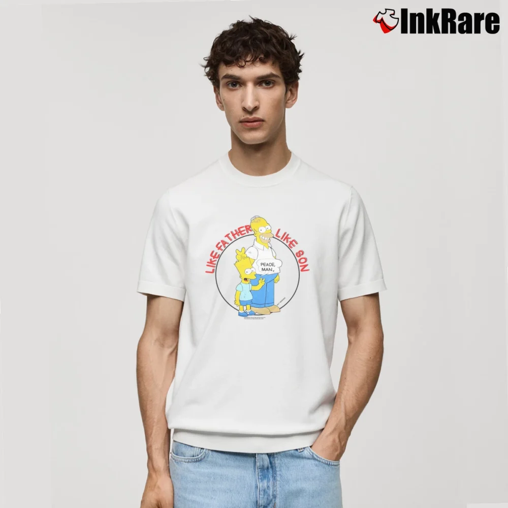 Men’s The Simpsons Like Father Like Son 90s Cartoon Classic Classic T-Shirt in white | Soft, Breathable Everyday Wear
