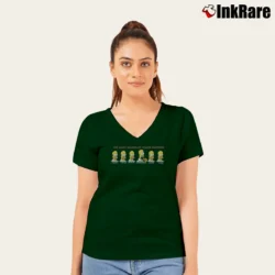 Women’s The Simpsons Many Moods of Homer 2001 V-Neck Tee in forest green | Chic Neckline, Soft Texture