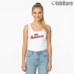 The Simpsons Meet The Robinsons Cartoon Mashup Logo Shirt on white tank top for women graphic tee