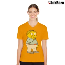 Women’s The Simpsons Ralph Wiggum V-Neck Tee in orange | Chic Neckline, Soft Texture