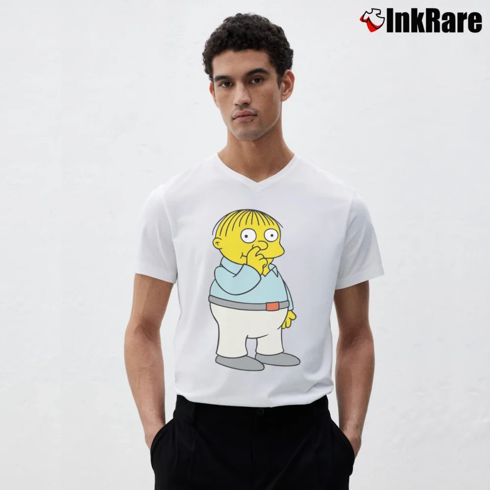 Men’s The Simpsons Ralph Wiggum V-Neck Tee in white | Sharp, Breathable, Everyday Staple