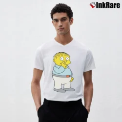 Men’s The Simpsons Ralph Wiggum V-Neck Tee in white | Sharp, Breathable, Everyday Staple