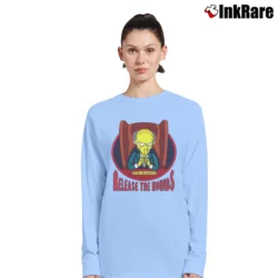 Women’s The Simpsons Release the Hounds Mr. Burns Long-Sleeve Top in light blue | Sleek, Versatile, All-Season