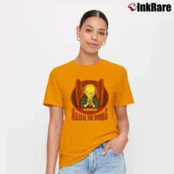 Women’s The Simpsons Release the Hounds Mr. Burns Signature T-Shirt in orange | Soft, Flattering Fit