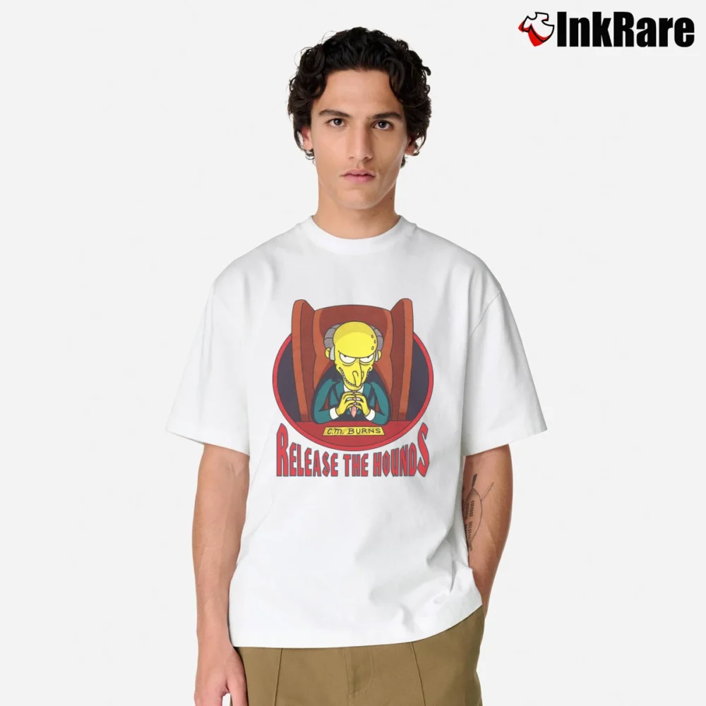Men’s The Simpsons Release the Hounds Mr. Burns Classic T-Shirt in white | Soft, Breathable Everyday Wear