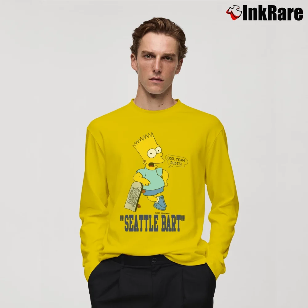 Men’s The Simpsons Seattle Bart Seahawks 1989 Long-Sleeve Shirt in yellow | Sleek, Lightweight, Year-Round Wear