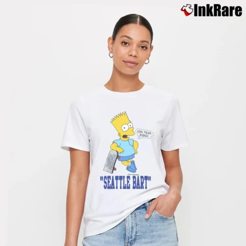 Women’s The Simpsons Seattle Bart Seahawks 1989 Signature T-Shirt in white | Soft, Flattering Fit