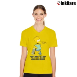 Women’s The Simpsons Seattle Bart Seahawks 1989 V-Neck Tee in yellow | Chic Neckline, Soft Texture