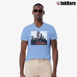 Men’s The Simpsons Sopranos Mobster for TV Series Fans V-Neck Tee in light blue | Sharp, Breathable, Everyday Staple