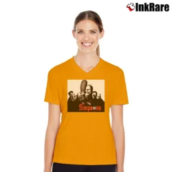 Women’s The Simpsons Sopranos Mobster for TV Series Fans V-Neck Tee in orange | Chic Neckline, Soft Texture