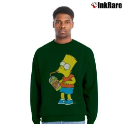 Men’s The Simpsons Squishees Sugar Rush Bart Crewneck Sweatshirt in forest green | Cozy Fabric, Clean Style