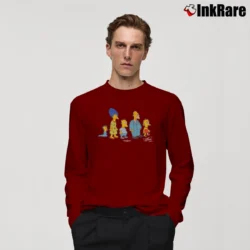 Men’s The Simpsons Then and Now 2001 TV Show Promo Long-Sleeve Shirt in maroon | Sleek, Lightweight, Year-Round Wear