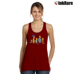 Women’s The Simpsons Then and Now 2001 TV Show Promo Tank Top in maroon | Lightweight, Movement-Friendly