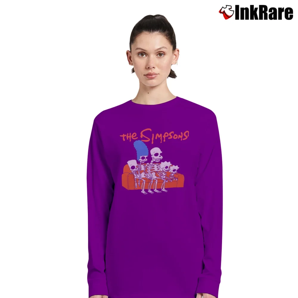 Women’s The Simpsons Treehouse of Horror Skeleton Couch Long-Sleeve Top in purple | Sleek, Versatile, All-Season