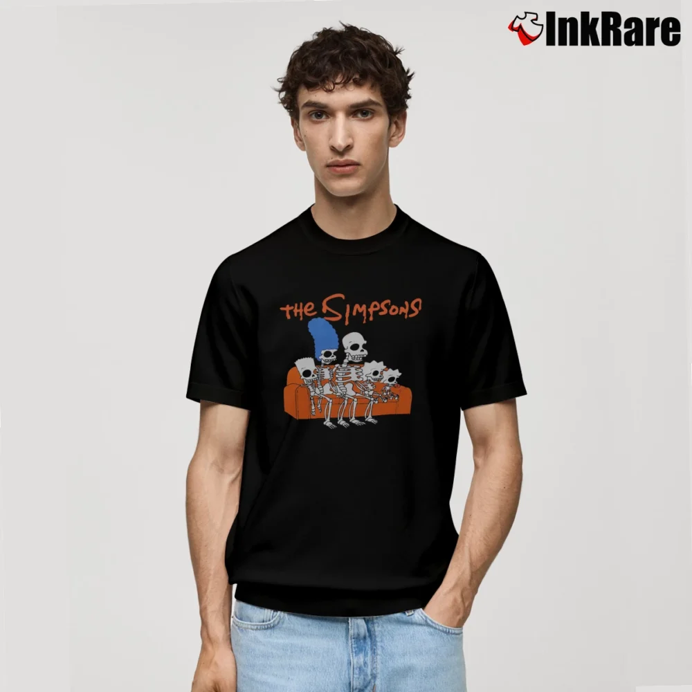 Men’s The Simpsons Treehouse of Horror Skeleton Couch Classic T-Shirt in black | Soft, Breathable Everyday Wear