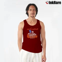 Men’s The Simpsons Treehouse of Horror Skeleton Couch Tank Top in maroon | Breathable, Active-Friendly Design