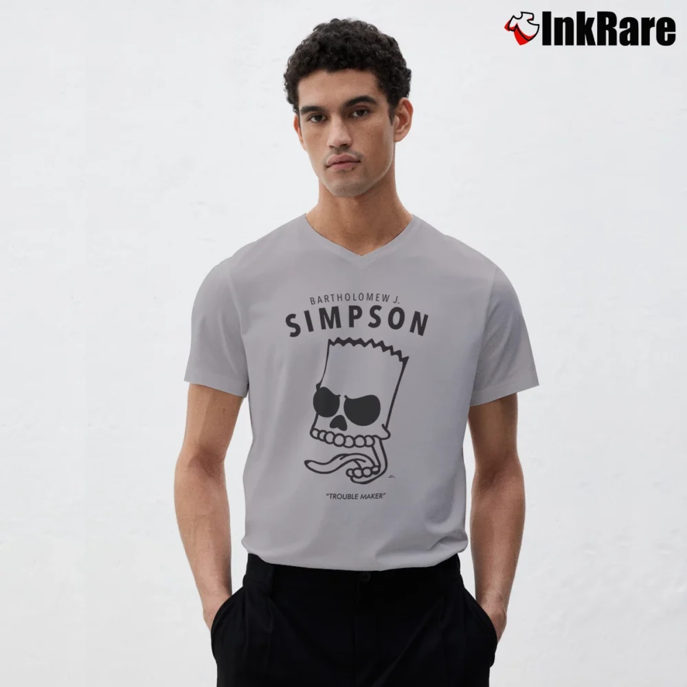 Men’s The Simpsons X Neff Bartholomew J Trouble Maker for Fans V-Neck Tee in sport grey | Sharp, Breathable, Everyday Staple