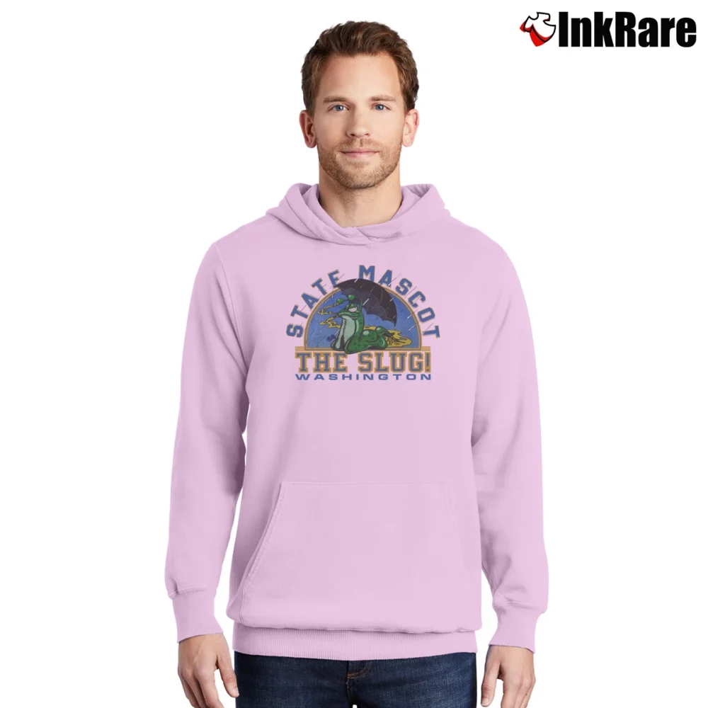 Men’s The Slug Washington State Mascot Graphic Pullover Hoodie in light pink | Cozy, Durable, Modern Fit