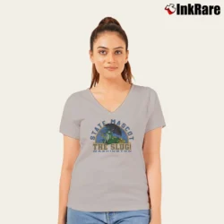 Women’s The Slug Washington State Mascot Graphic V-Neck Tee in sport grey | Chic Neckline, Soft Texture